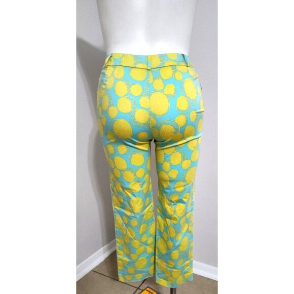 David Brooks High-Waisted Blue Yellow Lemon Print Pants 8 - Picture 3 of 12
